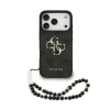Husă spate Guess PU 4G cu logo metalic pentru iPhone 17 Pro, neagră