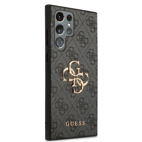 Husă spate Guess PU 4G cu logo metalic pentru Samsung Galaxy S23 Ultra, gri