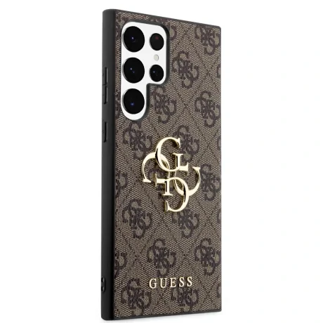 Husă spate Guess PU 4G cu logo metalic pentru Samsung Galaxy S23 Ultra, maro