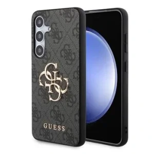 Husa spate Guess PU 4G cu logo metalic pentru Samsung Galaxy S24, gri