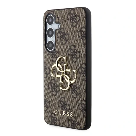 Husa spate Guess PU 4G cu logo metalic pentru Samsung Galaxy S24, maro