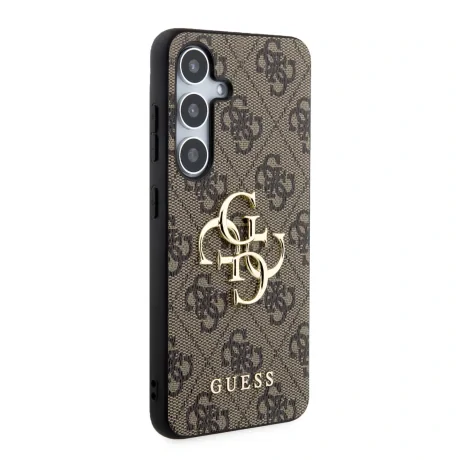 Husa spate Guess PU 4G cu logo metalic pentru Samsung Galaxy S24, maro