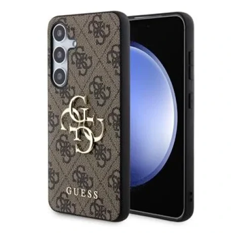 Husa spate Guess PU 4G cu logo metalic pentru Samsung Galaxy S24, maro
