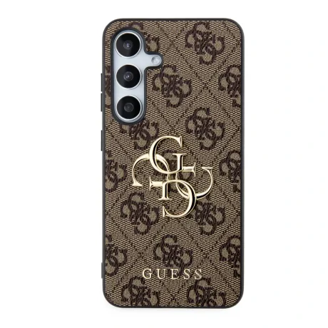 Husa spate Guess PU 4G cu logo metalic pentru Samsung Galaxy S24, maro