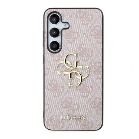 Husă spate Guess PU 4G cu logo metalic pentru Samsung Galaxy S24, roz