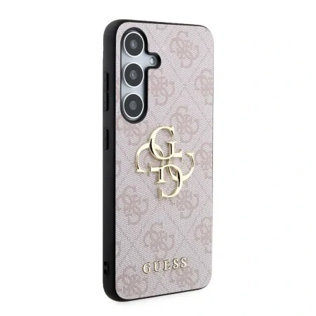 Husă spate Guess PU 4G cu logo metalic pentru Samsung Galaxy S24, roz