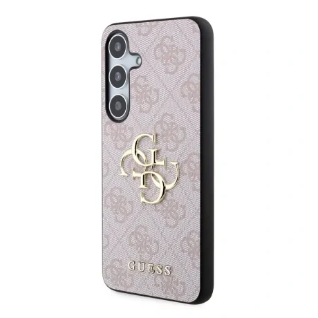 Husă spate Guess PU 4G cu logo metalic pentru Samsung Galaxy S24, roz