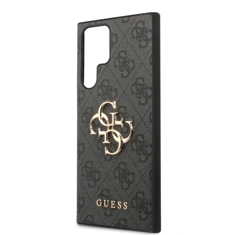 Husa spate Guess PU 4G cu logo metalic pentru Samsung Galaxy S24 Ultra, gri