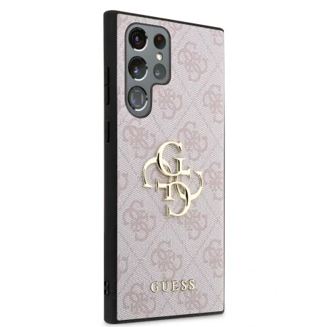 Husă spate Guess PU 4G cu logo metalic pentru Samsung Galaxy S24 Ultra, roz