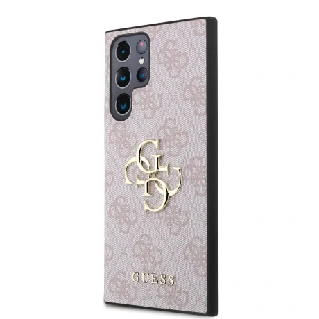 Husă spate Guess PU 4G cu logo metalic pentru Samsung Galaxy S24 Ultra, roz
