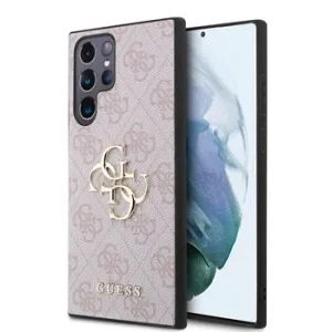 Husă spate Guess PU 4G cu logo metalic pentru Samsung Galaxy S24 Ultra, roz