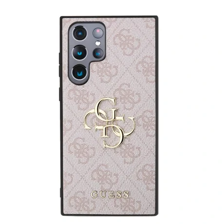 Husă spate Guess PU 4G cu logo metalic pentru Samsung Galaxy S24 Ultra, roz