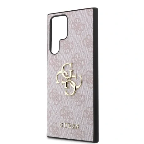 Husă spate Guess PU 4G cu logo metalic pentru Samsung Galaxy S24 Ultra, roz