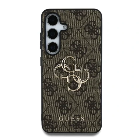Husa spate Guess PU 4G cu logo metalic pentru Samsung Galaxy S25, maro