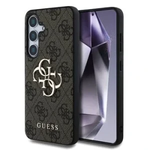 Husa spate Guess PU 4G cu logo metalic pentru Samsung Galaxy S25, maro