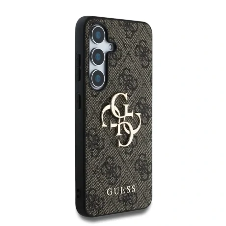 Husa spate Guess PU 4G cu logo metalic pentru Samsung Galaxy S25, maro