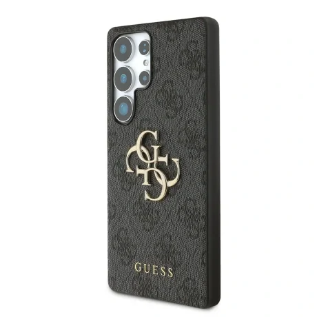 Husa spate Guess PU 4G cu logo metalic pentru Samsung Galaxy S25 Ultra, gri
