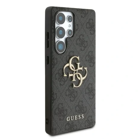 Husa spate Guess PU 4G cu logo metalic pentru Samsung Galaxy S25 Ultra, gri