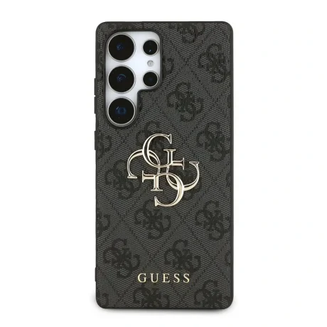 Husa spate Guess PU 4G cu logo metalic pentru Samsung Galaxy S25 Ultra, gri
