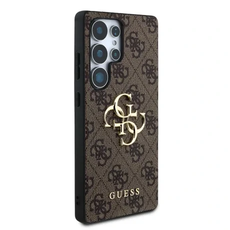 Husa spate Guess PU 4G cu logo metalic pentru Samsung Galaxy S25 Ultra, maro