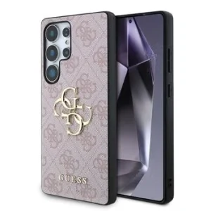Husă spate Guess PU 4G cu logo metalic pentru Samsung Galaxy S25 Ultra, roz