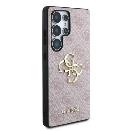 Husă spate Guess PU 4G cu logo metalic pentru Samsung Galaxy S25 Ultra, roz