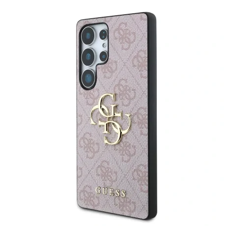 Husă spate Guess PU 4G cu logo metalic pentru Samsung Galaxy S25 Ultra, roz