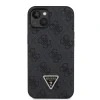 Husa spate Guess PU 4G Strass Triangle Metal Logo pentru iPhone 15 Negru