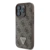 Husa spate Guess PU 4G Strass Triangle Metal Logo pentru iPhone 16 Pro Max, maro