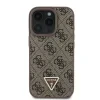 Husa spate Guess PU 4G Strass Triangle Metal Logo pentru iPhone 16 Pro Max, maro