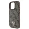 Husa spate Guess PU 4G Strass Triangle Metal Logo pentru iPhone 16 Pro Max, maro
