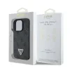 Husa spate Guess PU 4G Strass Triangle Metal Logo pentru iPhone 16 Pro Max Negru