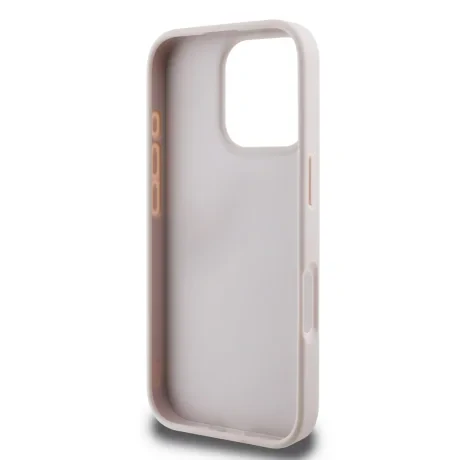 Husa spate Guess PU 4G Strass Triangle Metal Logo pentru iPhone 16 Pro Max, roz