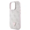 Husa spate Guess PU 4G Strass Triangle Metal Logo pentru iPhone 16 Pro Max, roz