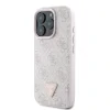 Husa spate Guess PU 4G Strass Triangle Metal Logo pentru iPhone 16 Pro Max, roz