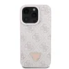 Husa spate Guess PU 4G Strass Triangle Metal Logo pentru iPhone 16 Pro Max, roz