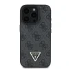 Husa spate Guess PU 4G Strass Triangle Metal Logo pentru iPhone 16 Pro, neagră