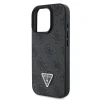 Husa spate Guess PU 4G Strass Triangle Metal Logo pentru iPhone 16 Pro, neagră