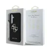 Husa spate Guess PU cu logo metalic 4G granulat pentru Samsung Galaxy S25, neagră
