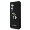 Husa spate Guess PU cu logo metalic 4G granulat pentru Samsung Galaxy S25, neagră