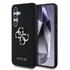 Husa spate Guess PU cu logo metalic 4G granulat pentru Samsung Galaxy S25, neagră