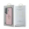 Husa spate Guess PU cu logo metalic 4G granulat pentru Samsung Galaxy S25+, roz