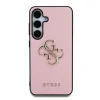 Husa spate Guess PU cu logo metalic 4G granulat pentru Samsung Galaxy S25+, roz