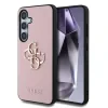Husa spate Guess PU cu logo metalic 4G granulat pentru Samsung Galaxy S25+, roz