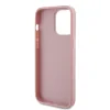Husa spate Guess PU Fixed Glitter 4G cu logo metalic pentru iPhone 15 Pro Max, roz