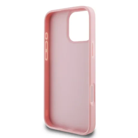 Husa spate Guess PU Fixed Glitter 4G Metal Logo pentru iPhone 16 Pro, roz