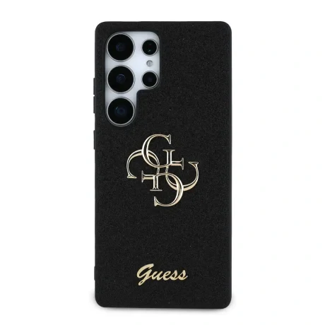 Husa spate Guess PU Fixed Glitter 4G Metal Logo pentru Samsung Galaxy S25 Ultra, Negru