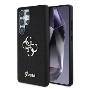 Husa spate Guess PU Fixed Glitter 4G Metal Logo pentru Samsung Galaxy S25 Ultra, Negru