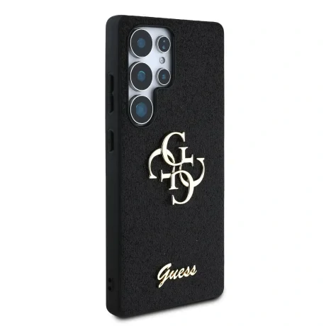 Husa spate Guess PU Fixed Glitter 4G Metal Logo pentru Samsung Galaxy S25 Ultra, Negru