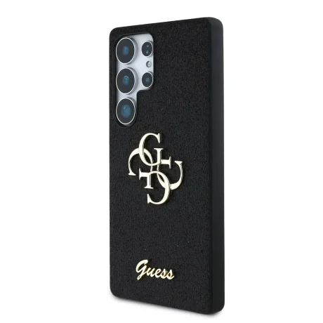 Husa spate Guess PU Fixed Glitter 4G Metal Logo pentru Samsung Galaxy S25 Ultra, Negru